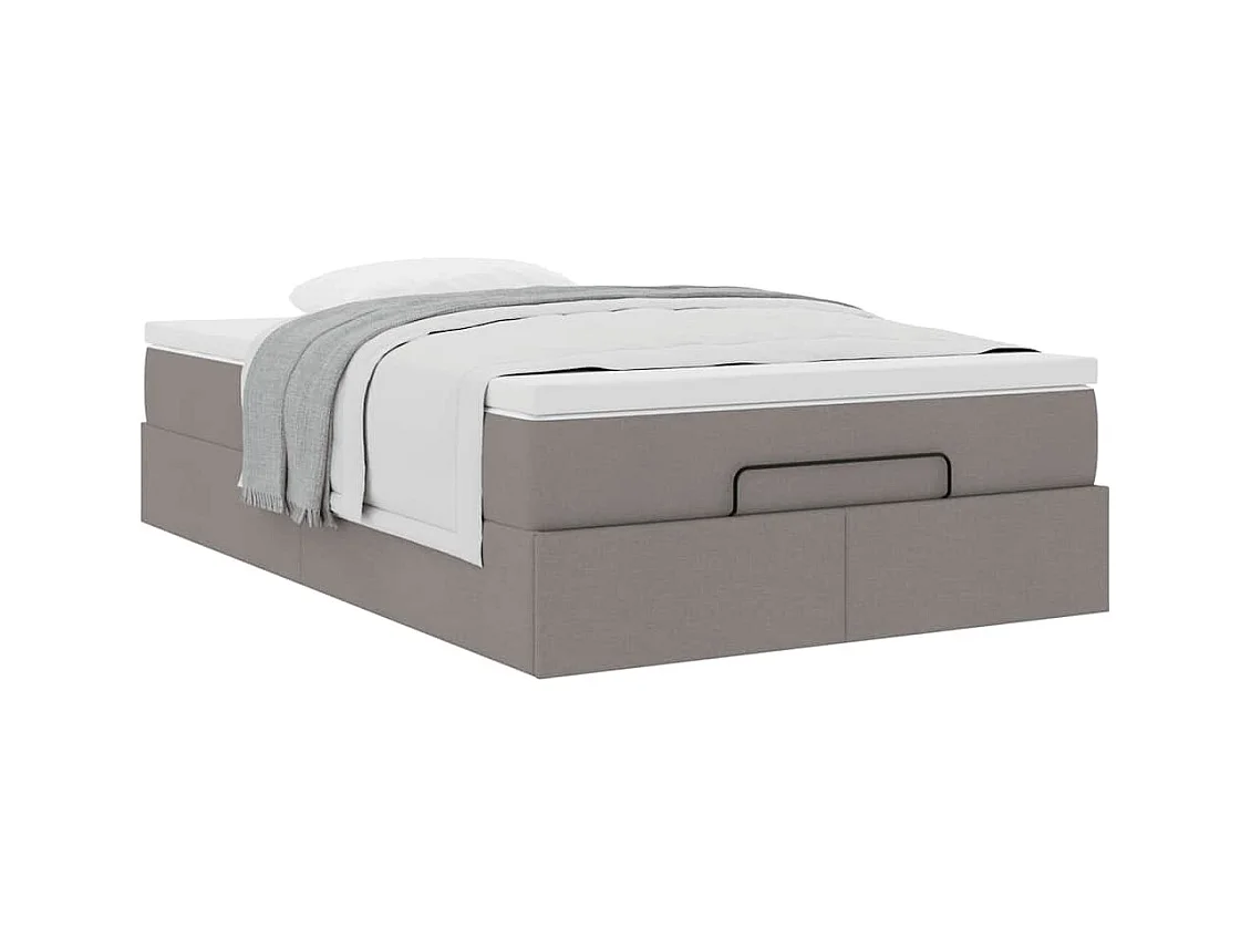 Cadre de lit ottoman avec matelas taupe 120x190 cm tissu