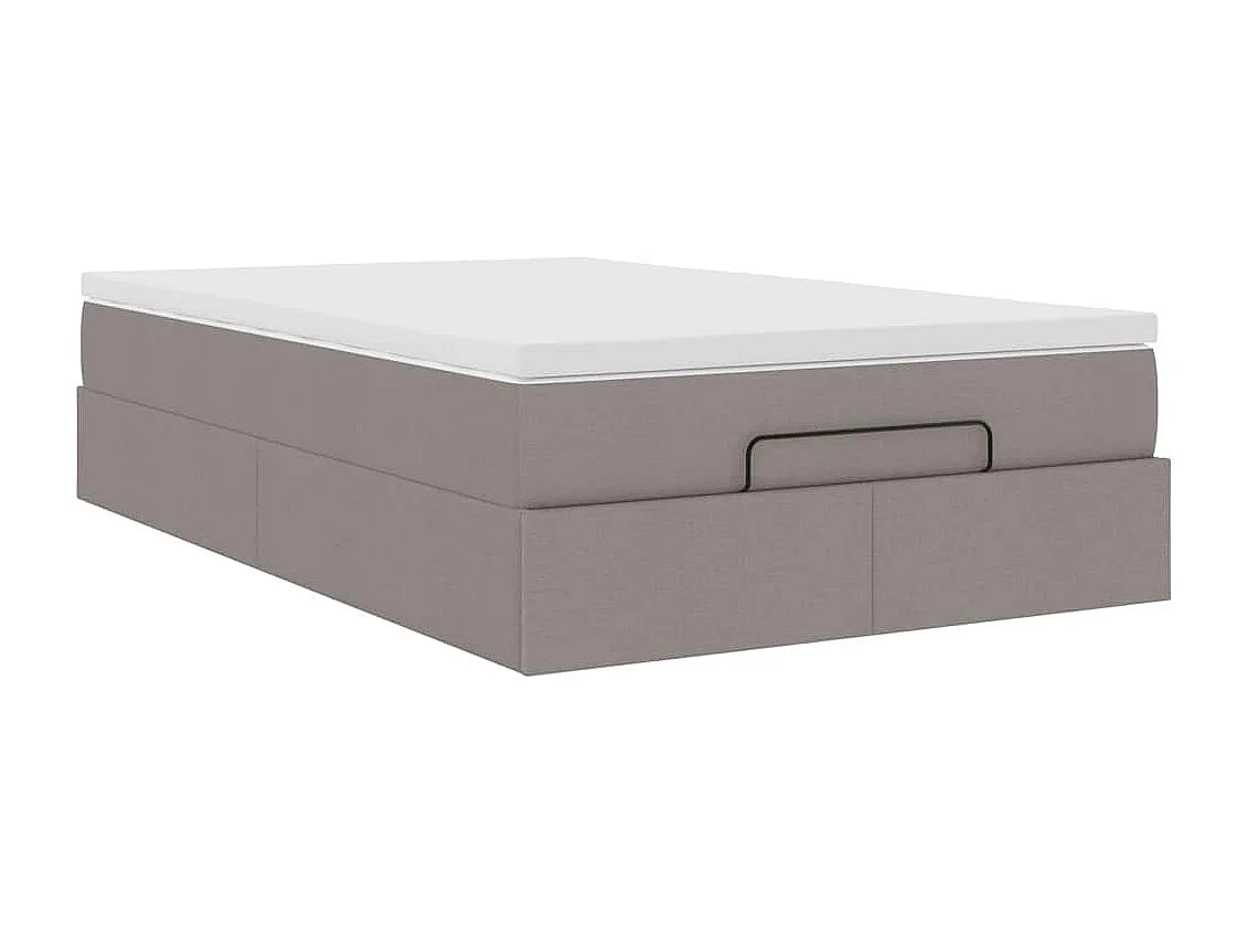 Cadre de lit ottoman avec matelas taupe 120x190 cm tissu