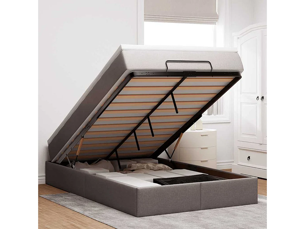 Ottoman bed met matras 120x190 cm stof taupe