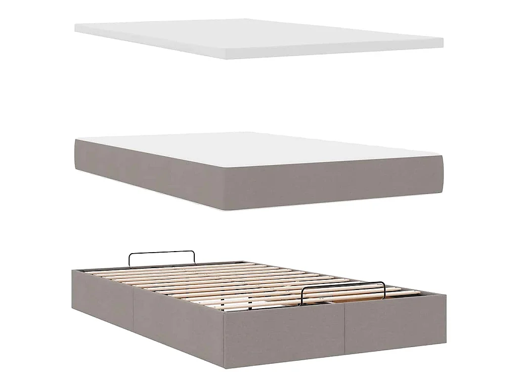 Ottoman bed met matras 120x190 cm stof taupe