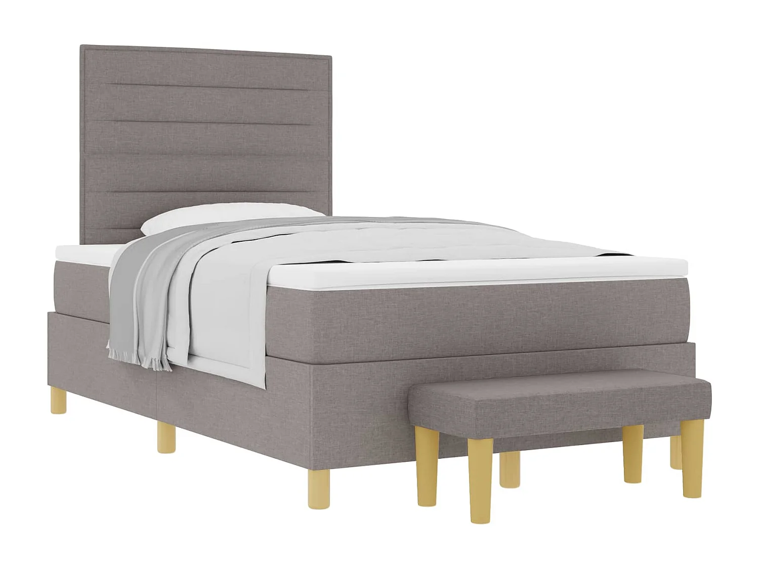 Lit à ressorts avec matelas Taupe 120 x 200 cm tissu