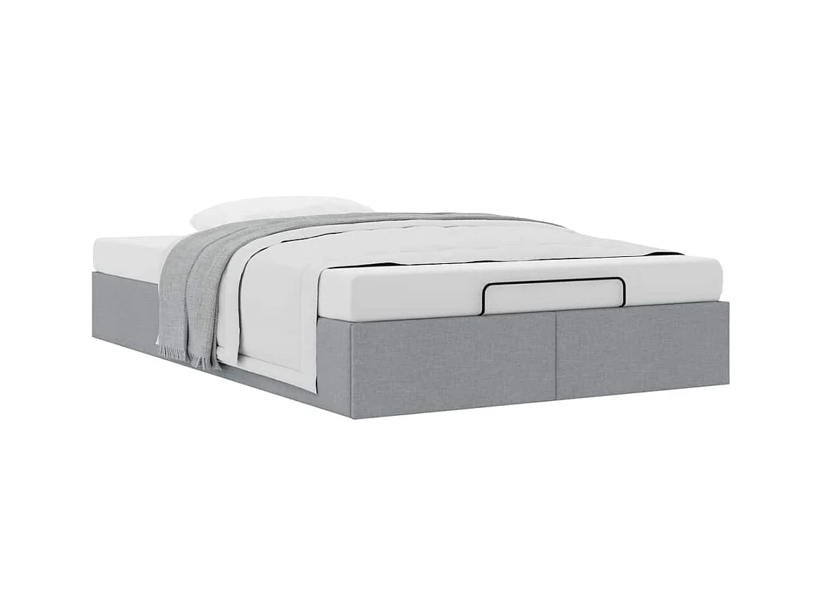 Cadre de lit ottoman sans matelas gris clair 120x200 cm tissu