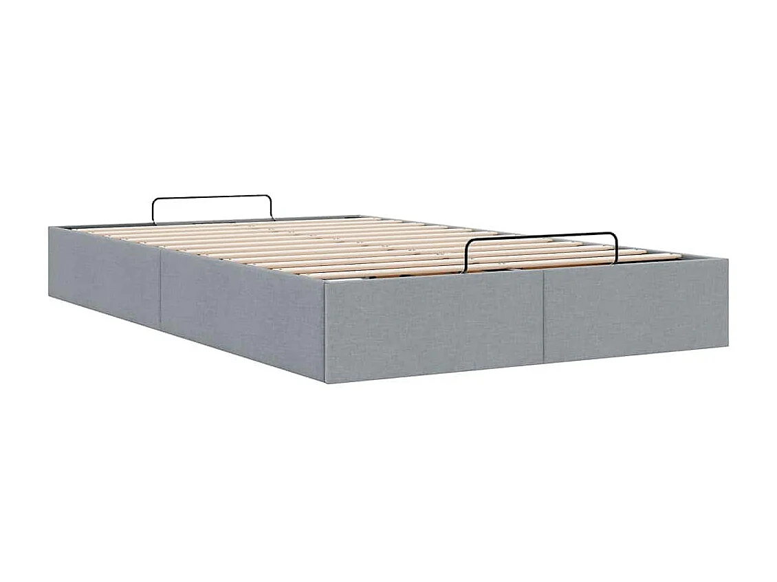 Cadre de lit ottoman sans matelas gris clair 120x200 cm tissu