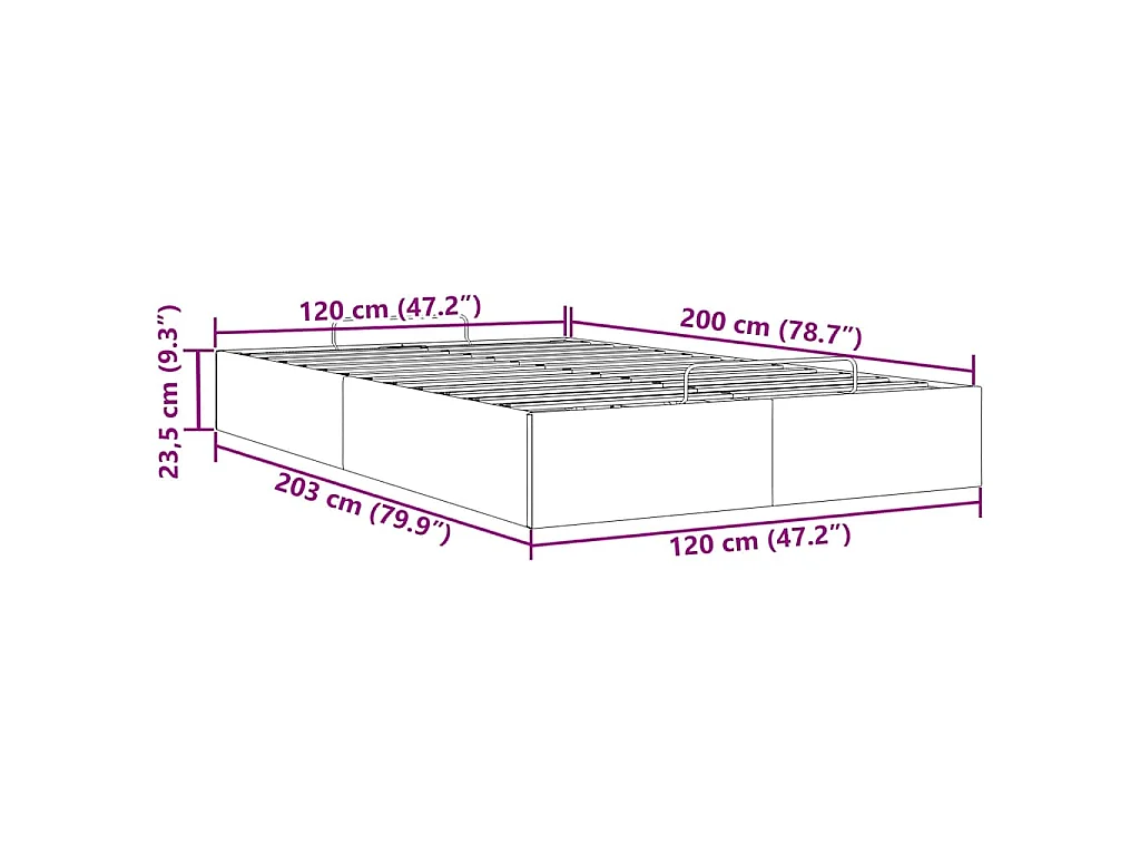 Ottoman-Bett ohne Matratze Hellgrau 120x200 cm Stoff