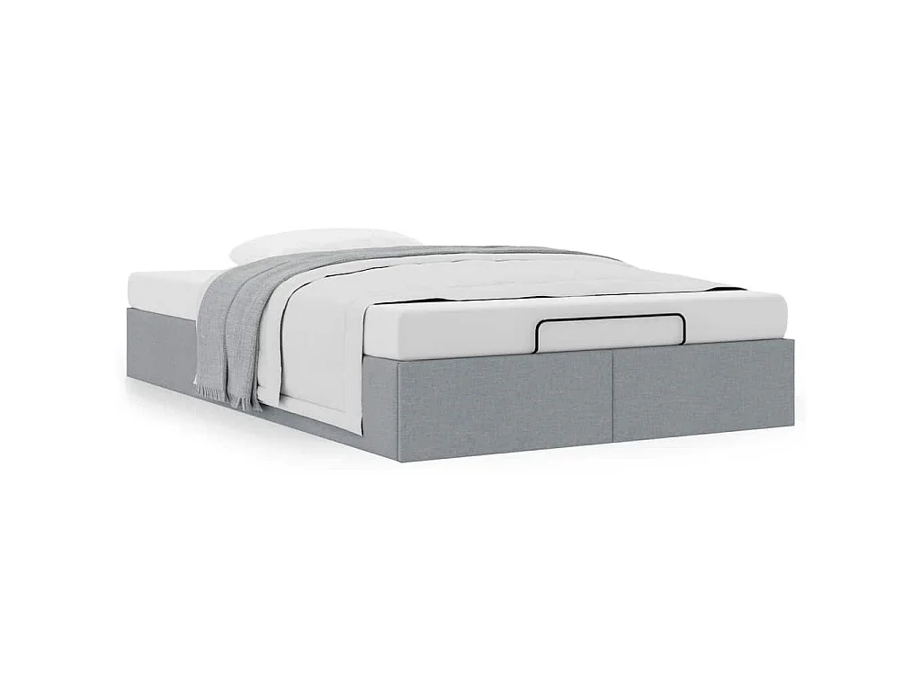 Ottoman-Bett ohne Matratze Hellgrau 120x200 cm Stoff