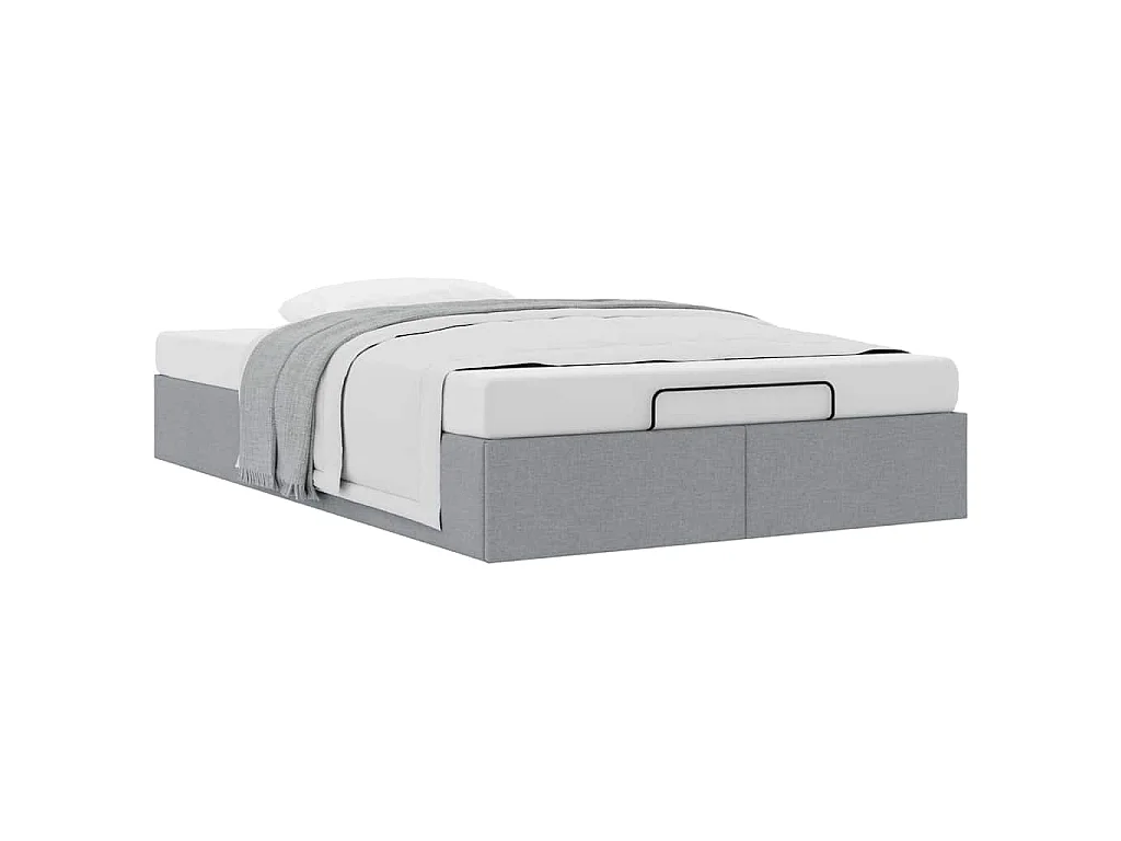 Ottoman-Bett ohne Matratze Hellgrau 120x200 cm Stoff