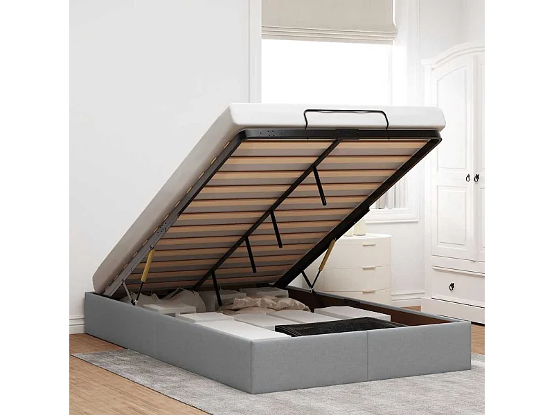 Ottoman-Bett ohne Matratze Hellgrau 120x200 cm Stoff