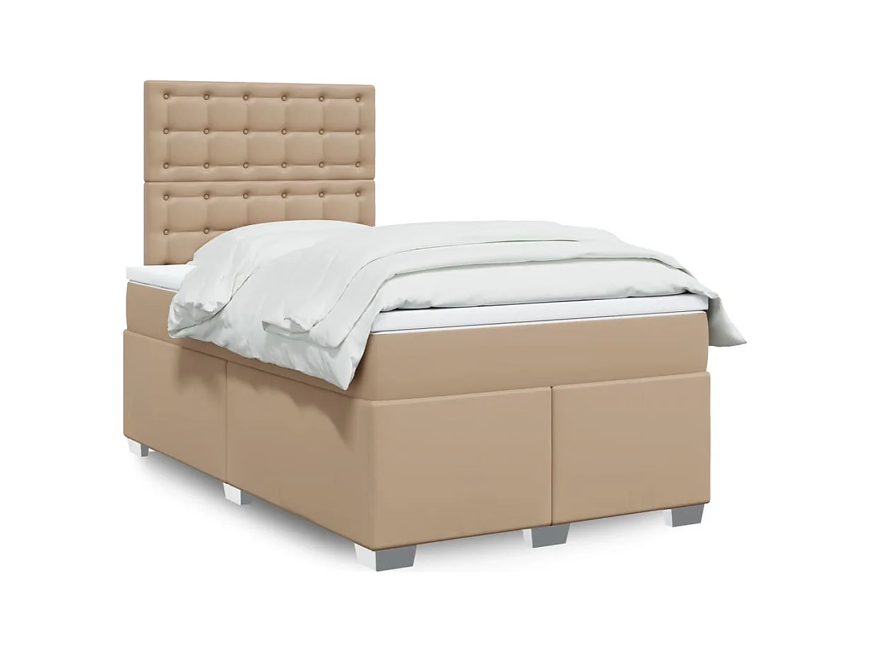 Sommier à lattes de lit matelas cappuccino 120x190cm similicuir