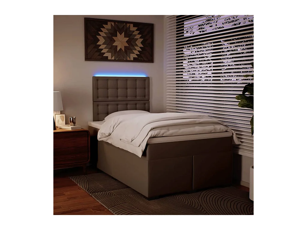 Sommier à lattes de lit matelas cappuccino 120x190cm similicuir