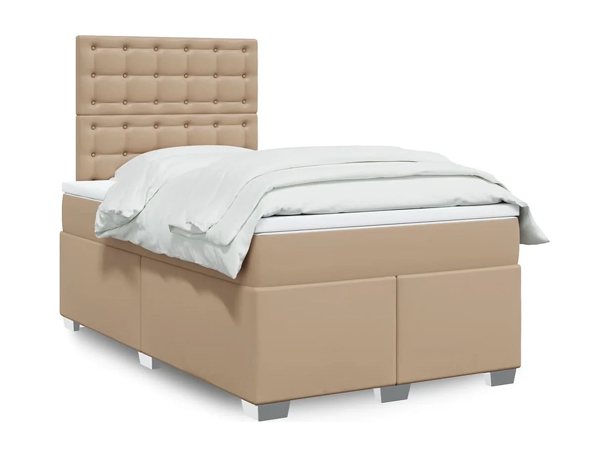 Boxspring met matras kunstleer cappuccinokleurig 120x190 cm