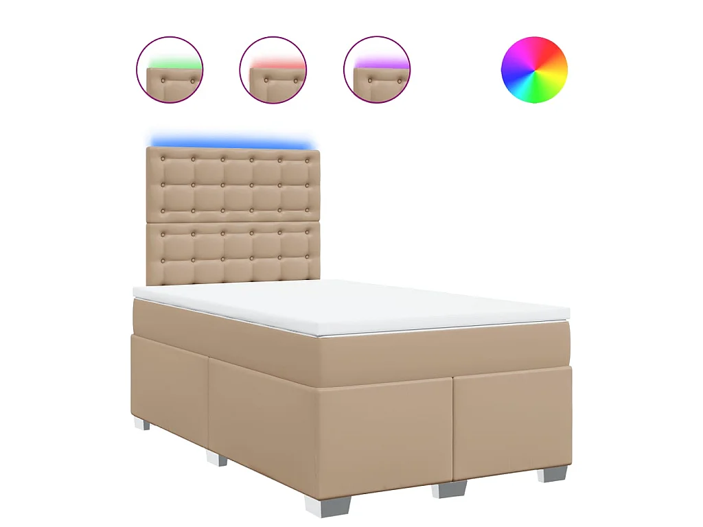 Cama box spring con colchón cuero sintético capuchino 120x190cm