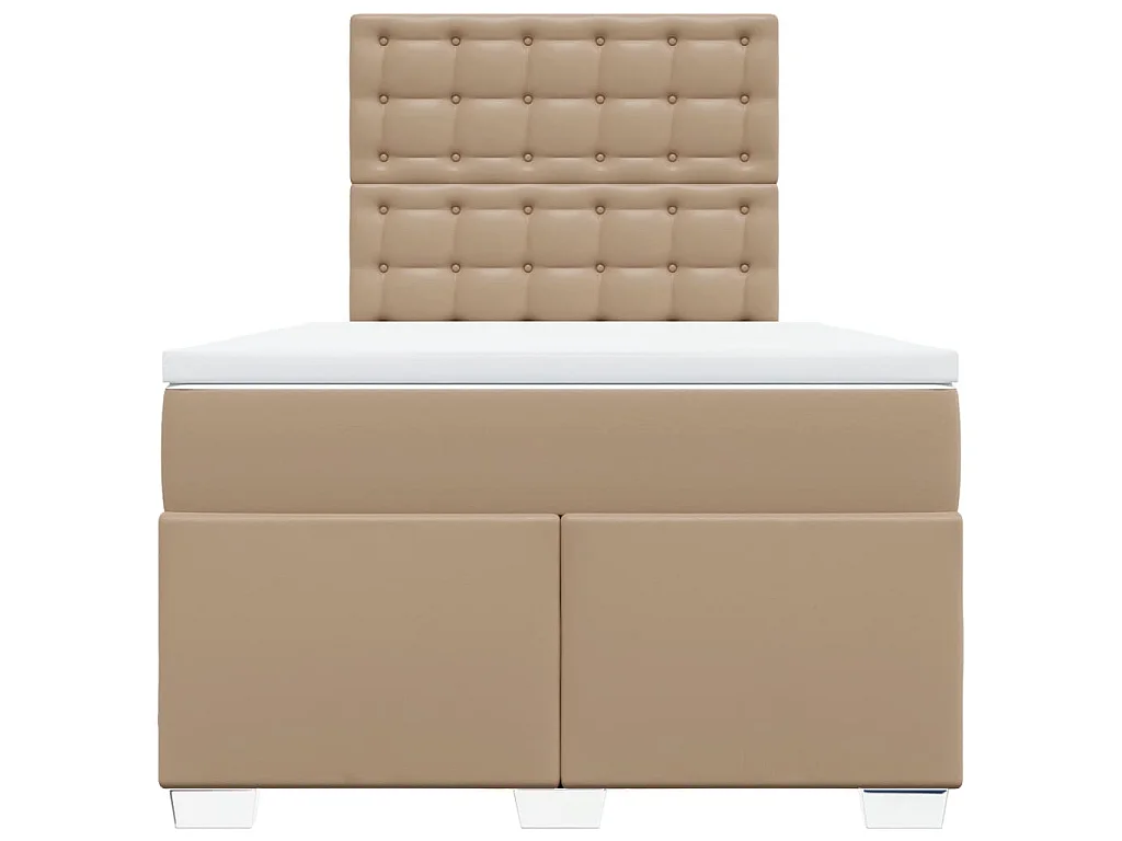 Cama box spring con colchón cuero sintético capuchino 120x190cm