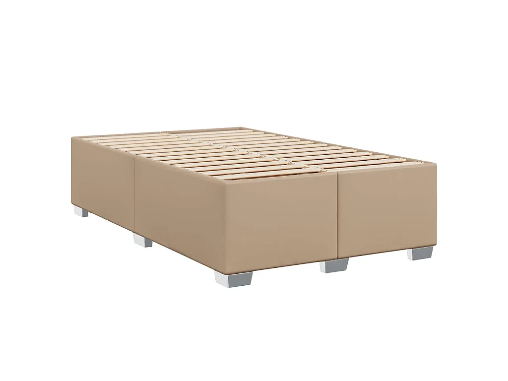 Cama box spring con colchón cuero sintético capuchino 120x190cm