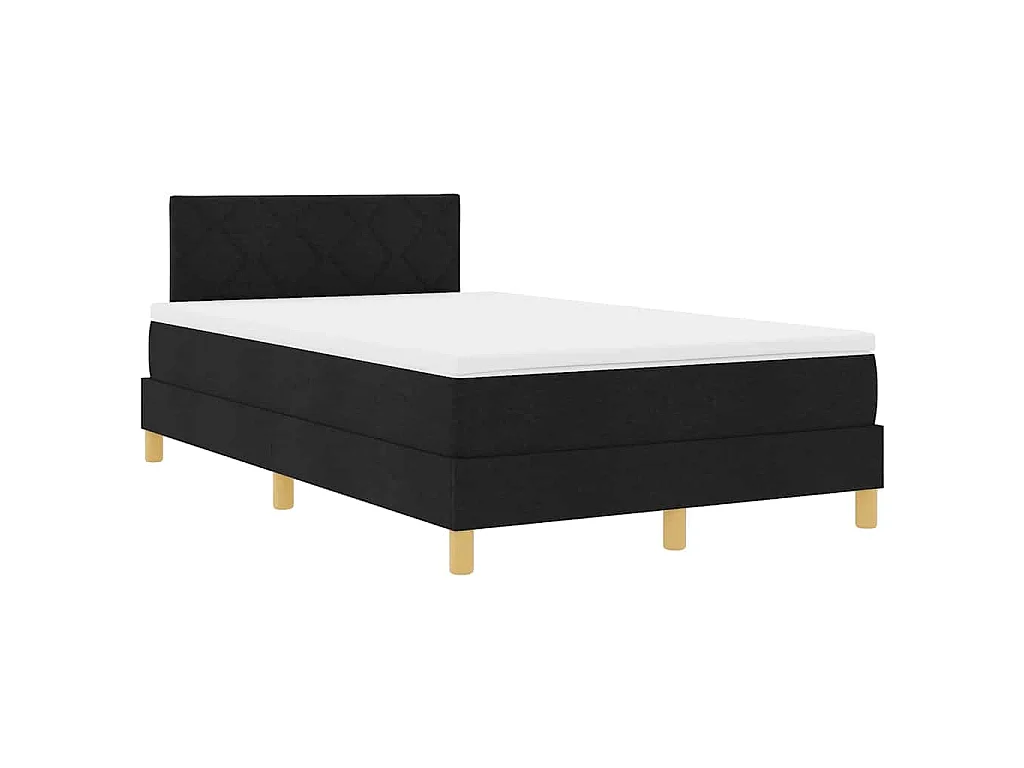LED Boxspringbett mit Kopfteil Schwarz 120 x 200 cm Stoff