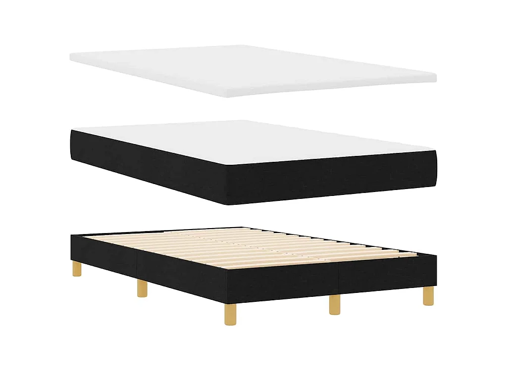 LED Boxspringbett mit Kopfteil Schwarz 120 x 200 cm Stoff