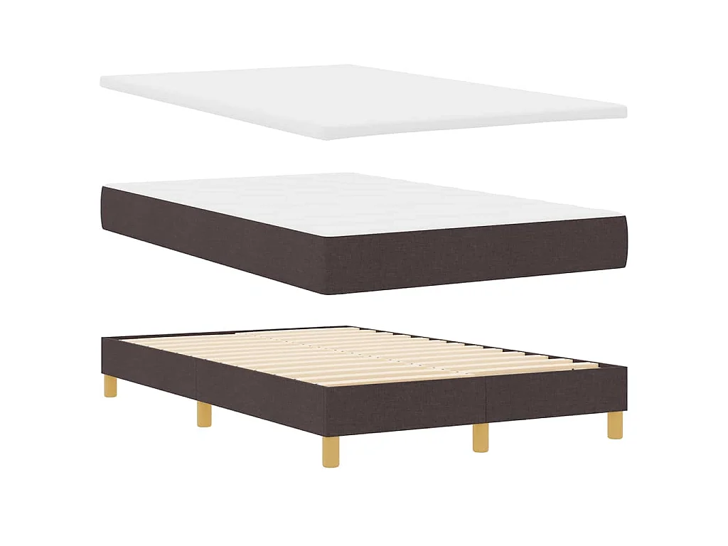 Lit à ressorts avec coussin Marron foncé 120 x 200 cm tissu