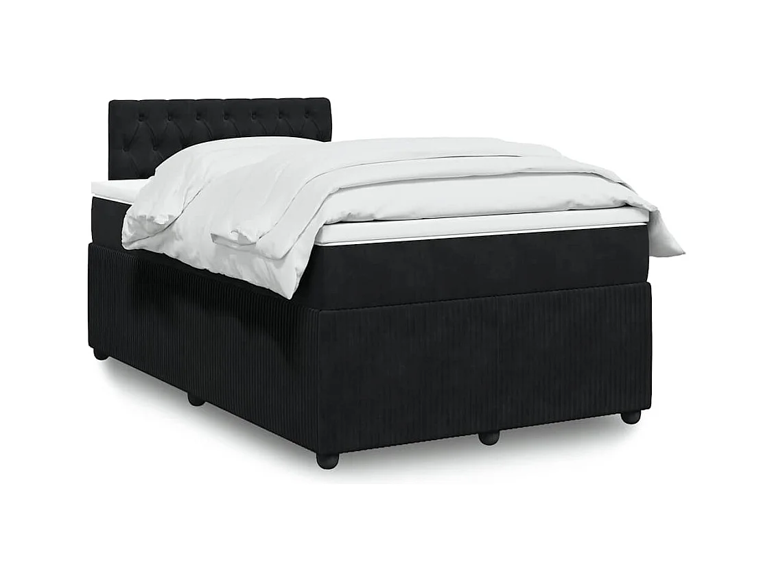 Giroletto a Molle con Materasso Nero 120x190 cm in Velluto