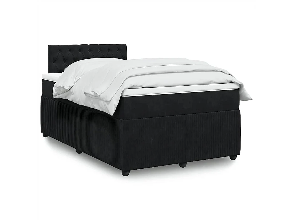 Giroletto a Molle con Materasso Nero 120x190 cm in Velluto