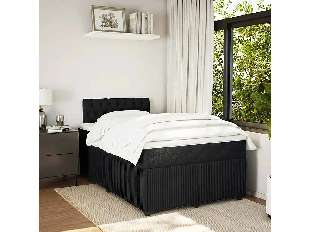 Giroletto a Molle con Materasso Nero 120x190 cm in Velluto