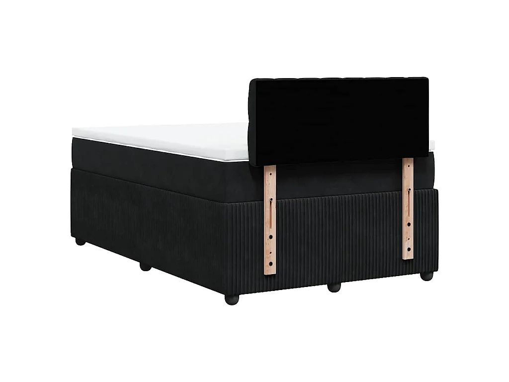 Giroletto a Molle con Materasso Nero 120x190 cm in Velluto