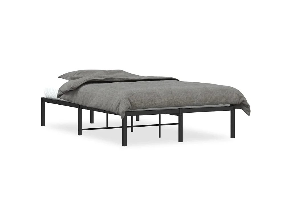 Cadre de lit métal sans matelas noir 120x190 cm