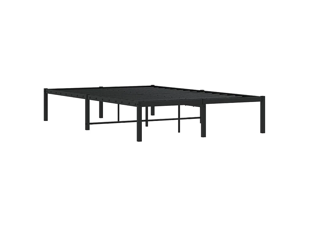 Cadre de lit métal sans matelas noir 120x190 cm