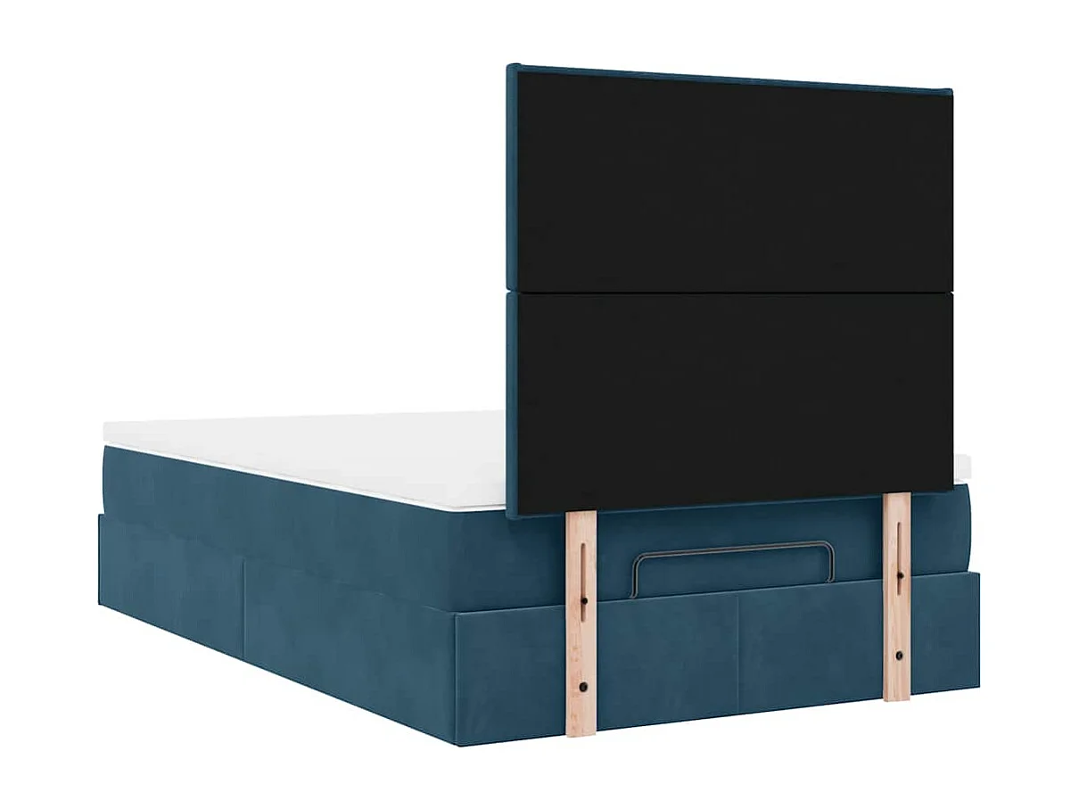 Ottoman-Bett mit Matratzen & LEDs Dunkelblau 120x190 cm Samt