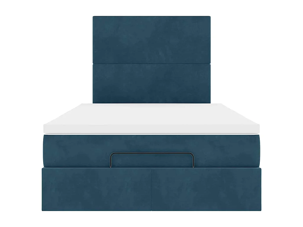 Estrutura de cama otomana com colchões azul escuro Veludo