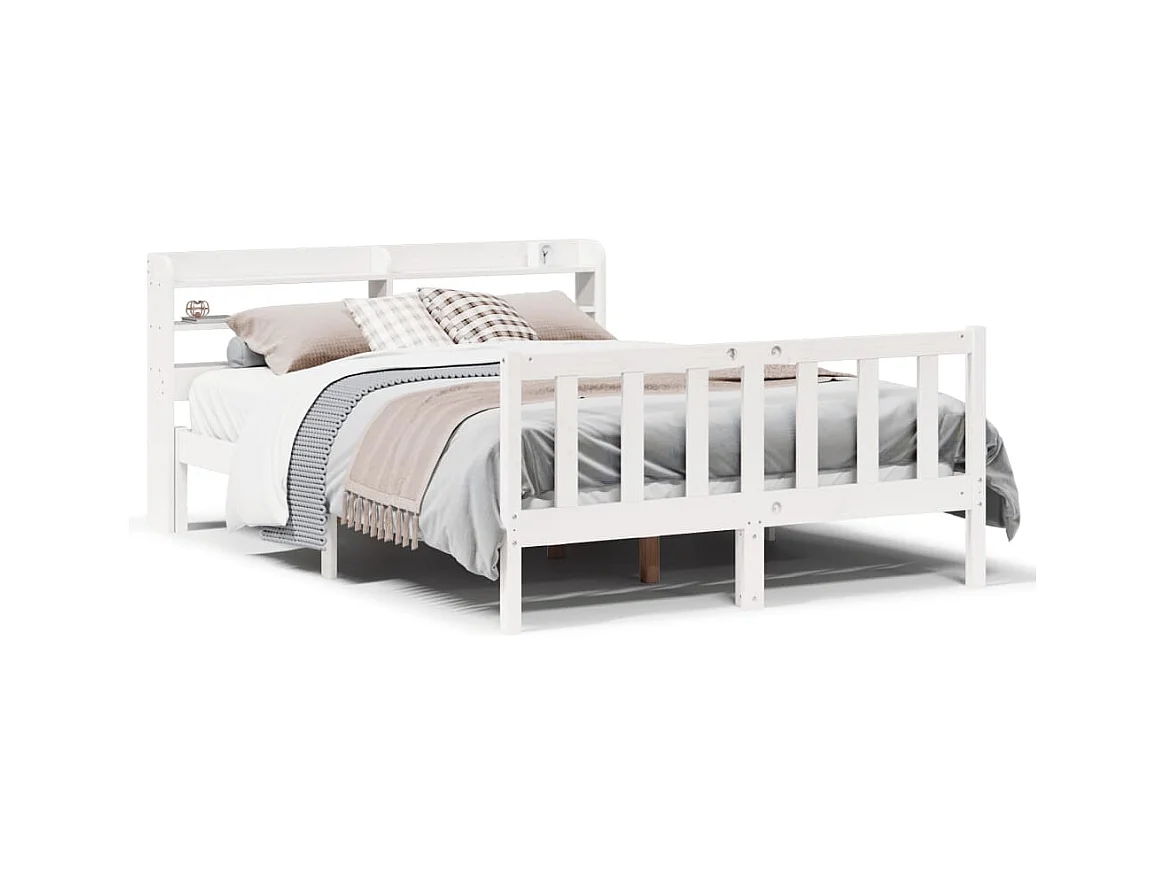 Cadre de lit sans matelas blanc 120x200 cm bois de pin massif