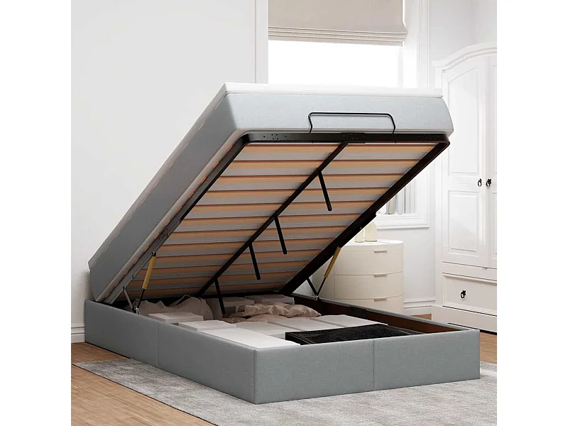 Ottoman bed met matras 120x190 cm stof lichtgrijs
