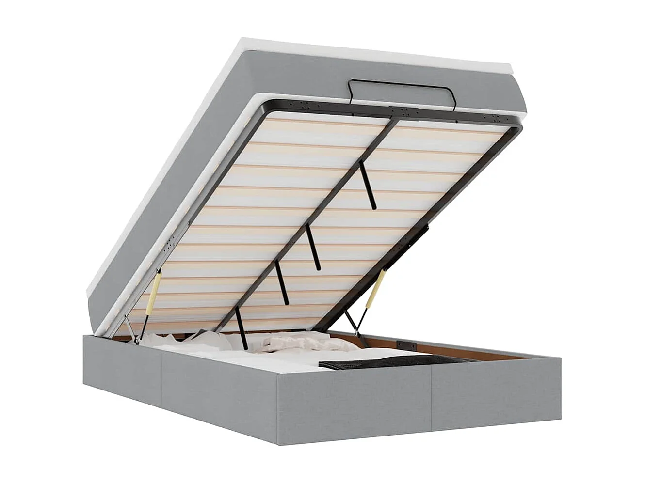 Cadre de lit ottoman avec matelas gris clair 120x190 cm tissu