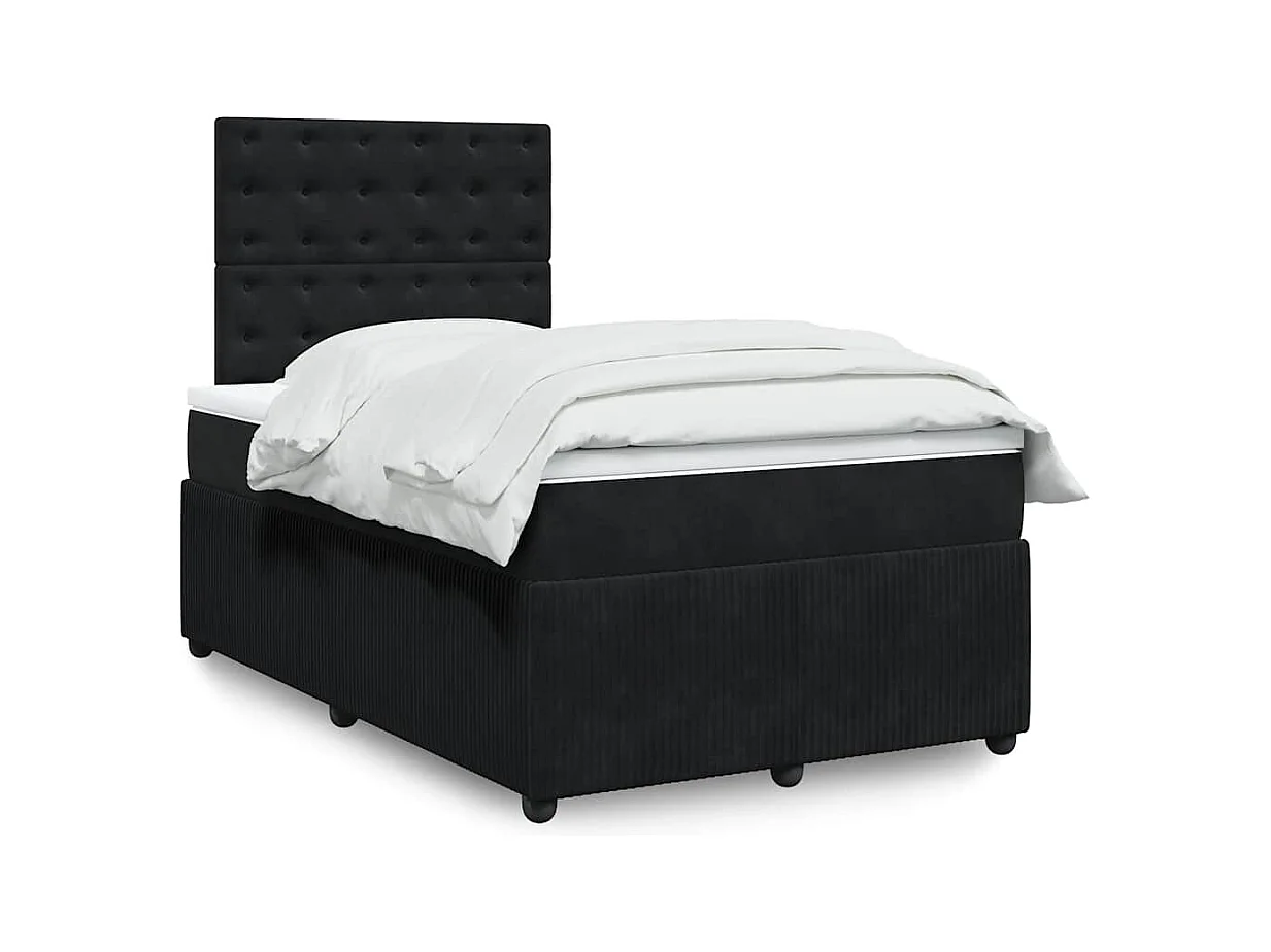 Boxspringbett mit Matratze Schwarz 120x190 cm Samt