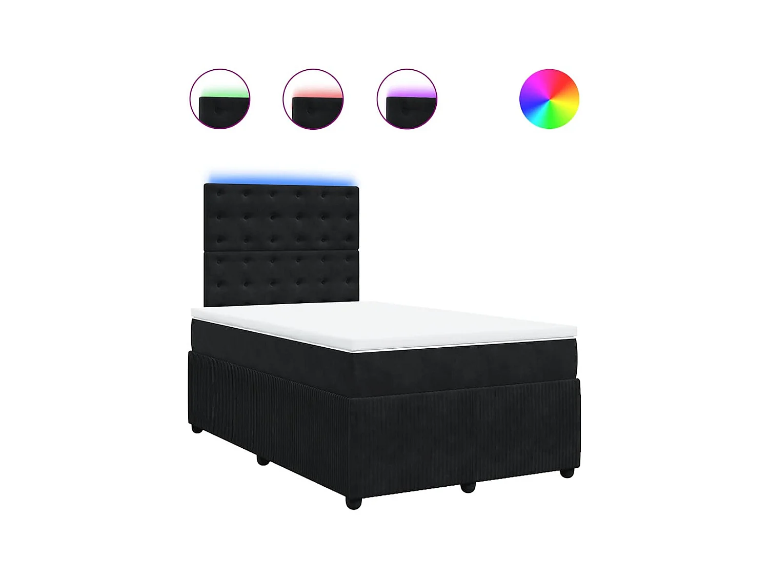 Sommier à lattes de lit avec matelas noir 120x190 cm velours