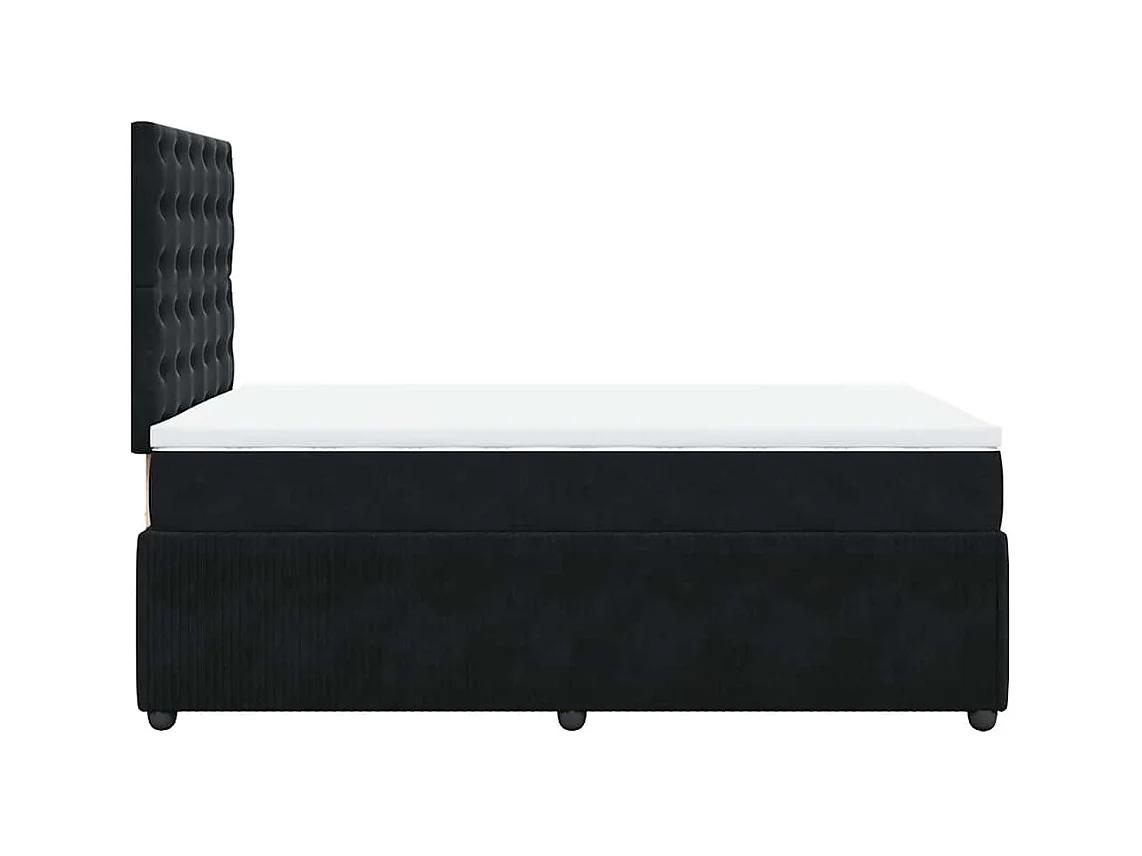 Sommier à lattes de lit avec matelas noir 120x190 cm velours