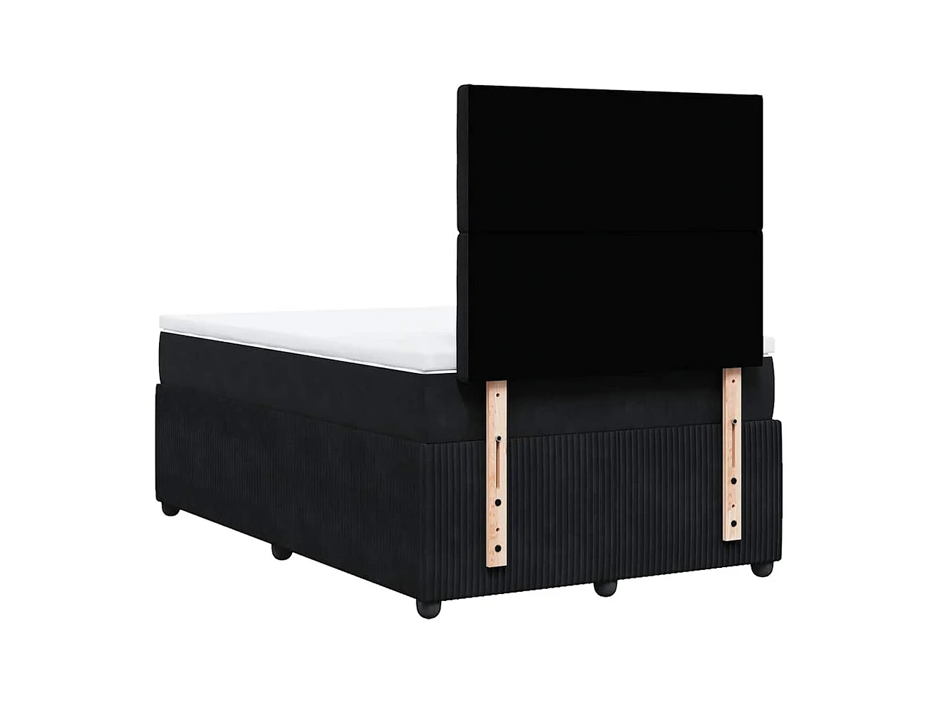Sommier à lattes de lit avec matelas noir 120x190 cm velours