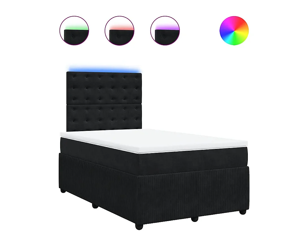 Giroletto a Molle con Materasso Nero 120x190 cm in Velluto
