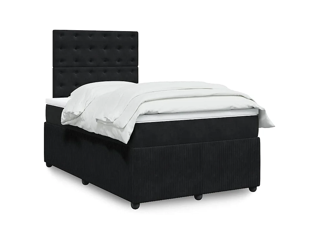 Giroletto a Molle con Materasso Nero 120x190 cm in Velluto