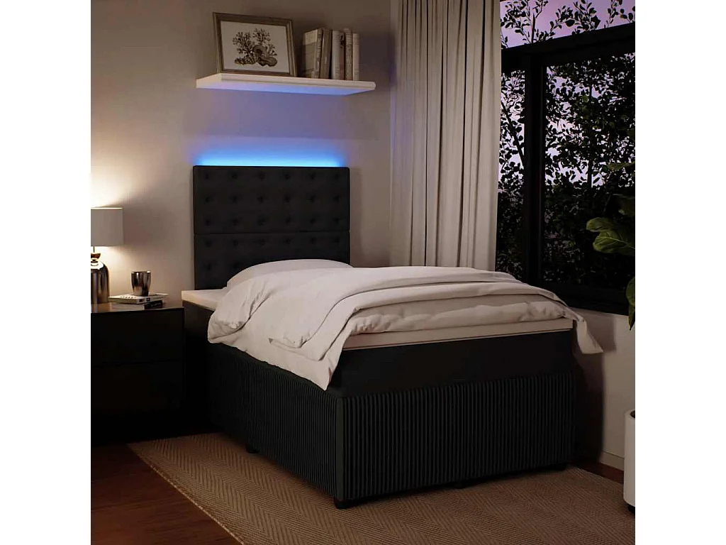 Giroletto a Molle con Materasso Nero 120x190 cm in Velluto