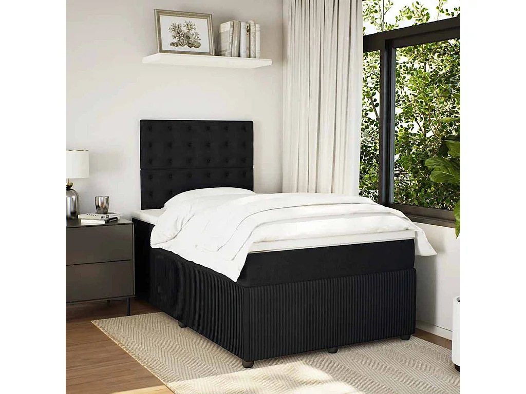 Giroletto a Molle con Materasso Nero 120x190 cm in Velluto