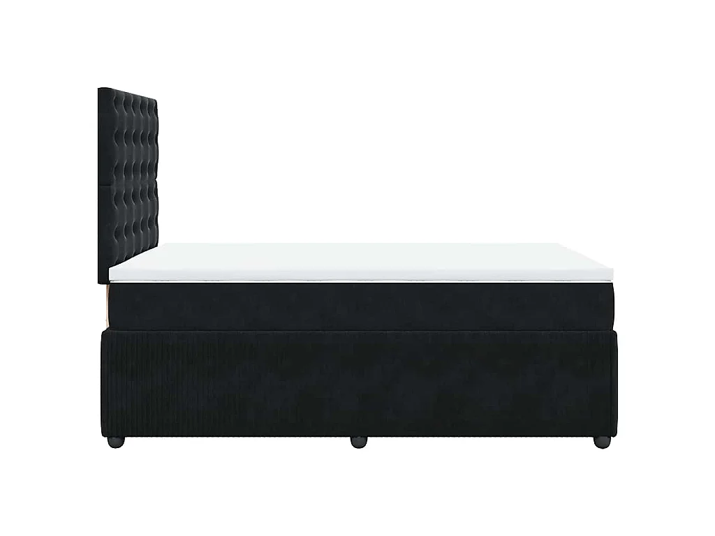 Giroletto a Molle con Materasso Nero 120x190 cm in Velluto