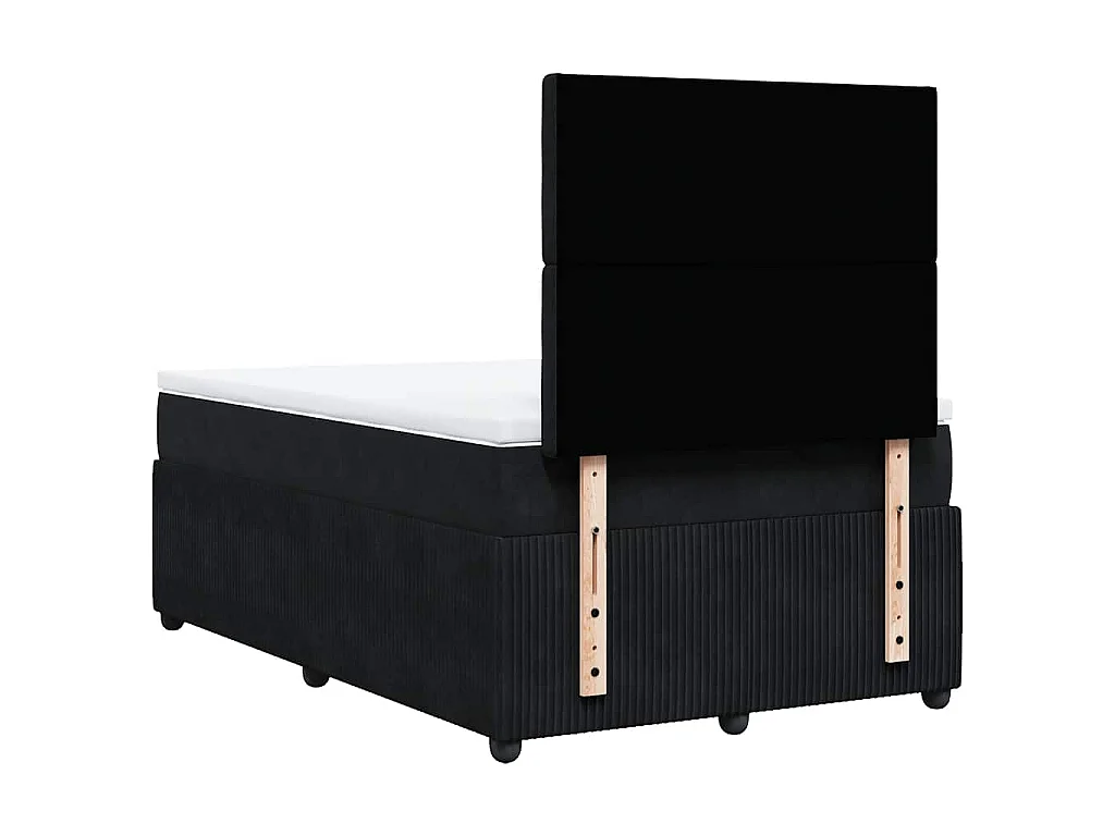 Giroletto a Molle con Materasso Nero 120x190 cm in Velluto