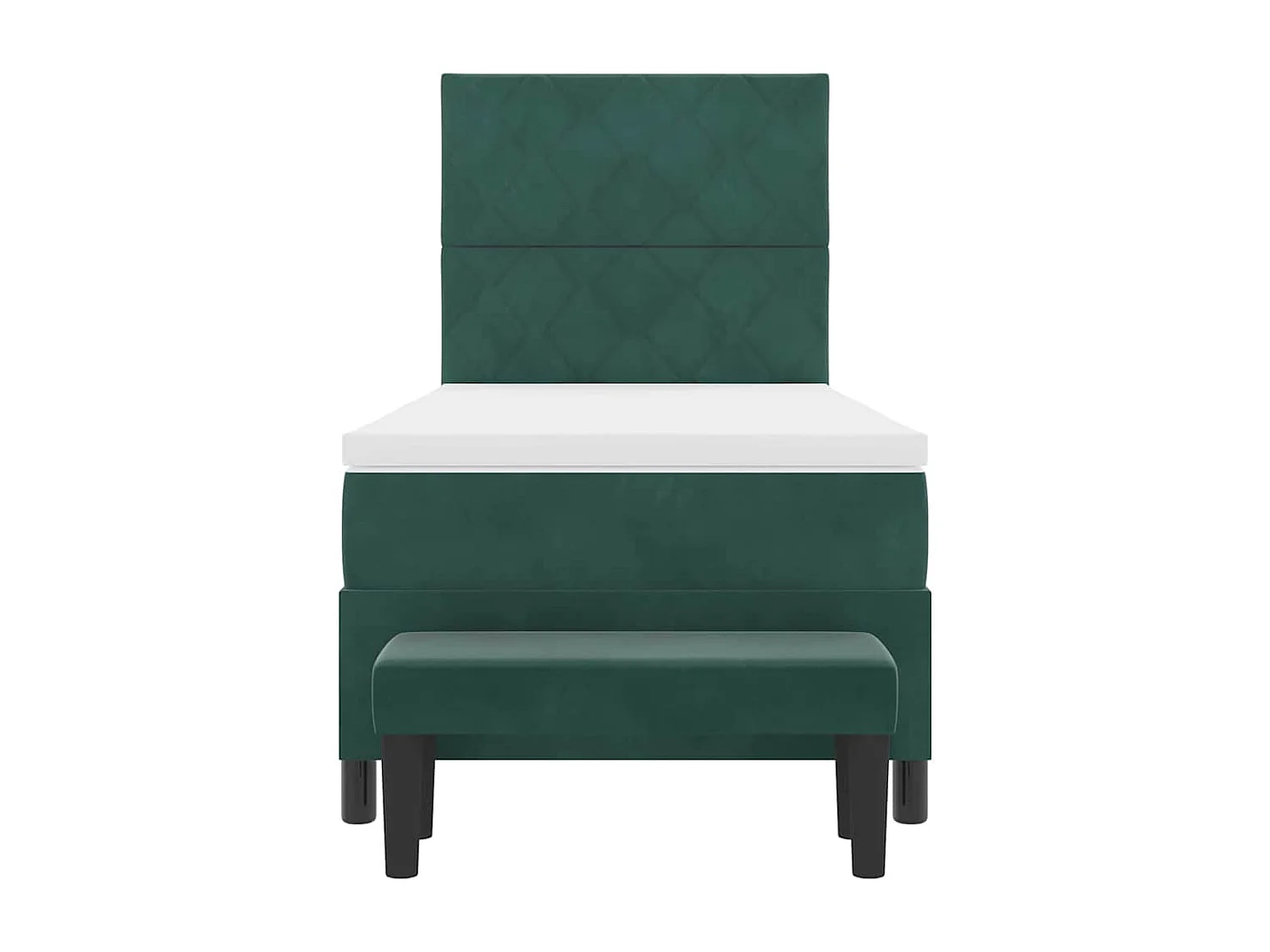 Cama Box com colchão Verde Escuro 100 x 200 cm Veludo