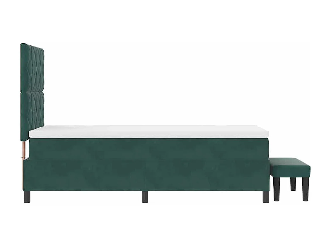 Cama Box com colchão Verde Escuro 100 x 200 cm Veludo