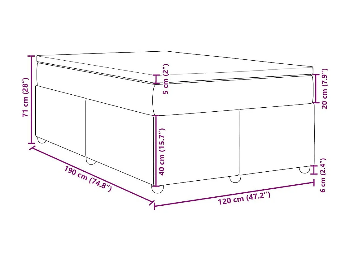 Cama boxspring com colchão 120x190 cm tecido azul