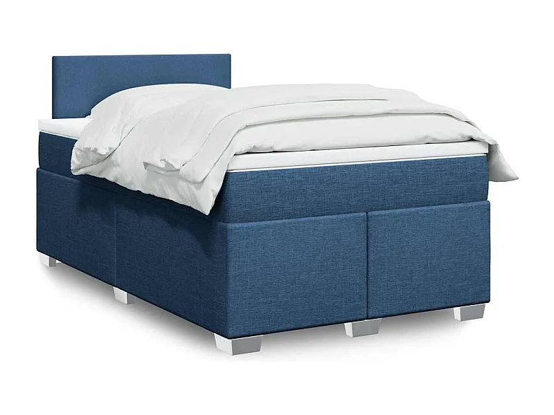 Cama boxspring com colchão 120x190 cm tecido azul