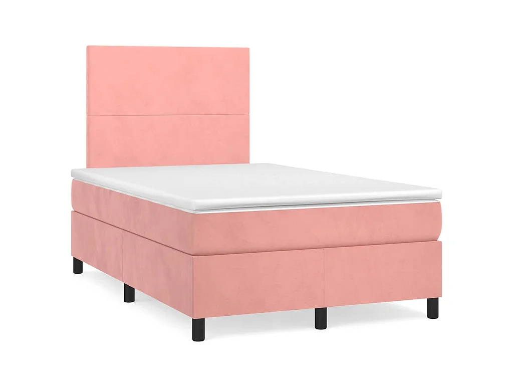 Sommier à lattes de lit et matelas LED rose 120x190 cm velours