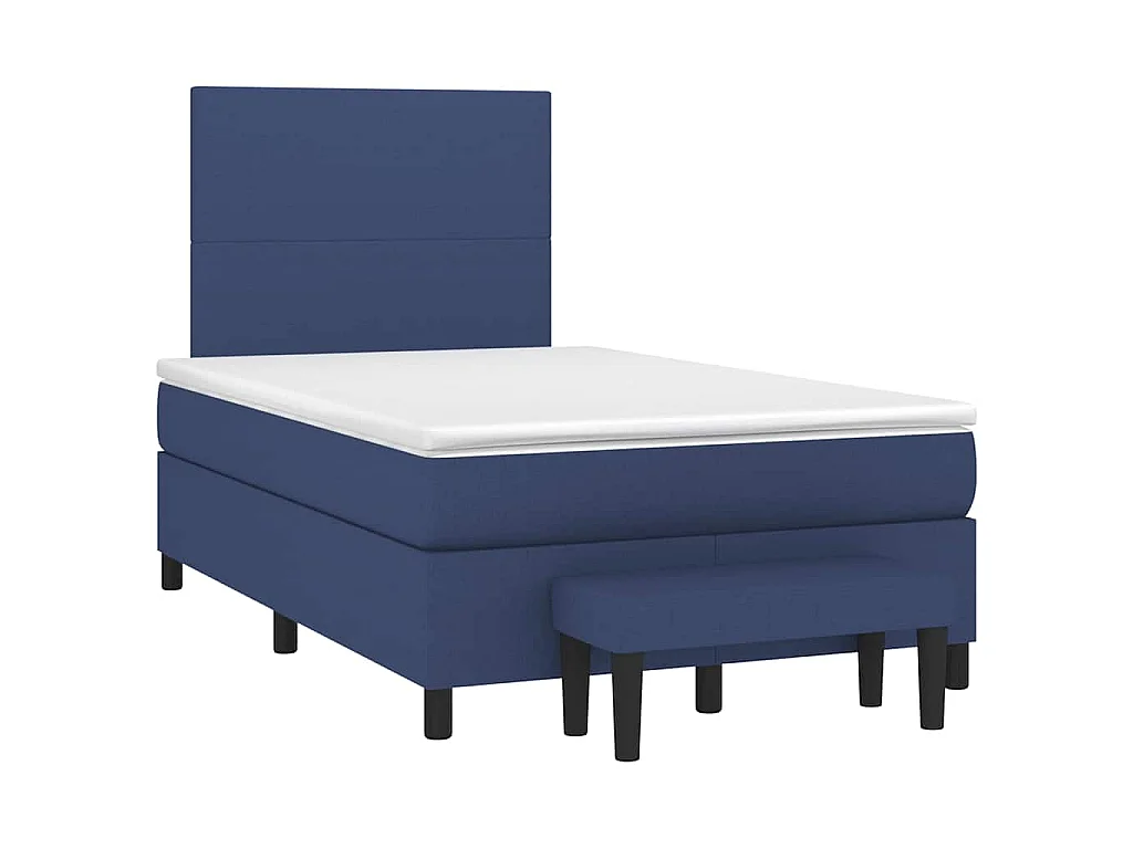 Sommier à lattes de lit avec matelas bleu 120x190 cm tissu