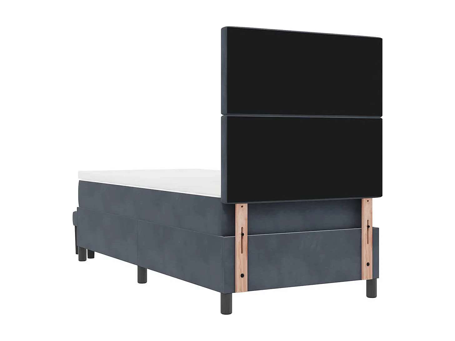Lit à ressorts avec matelas Gris foncé 100 x 200 cm Velours