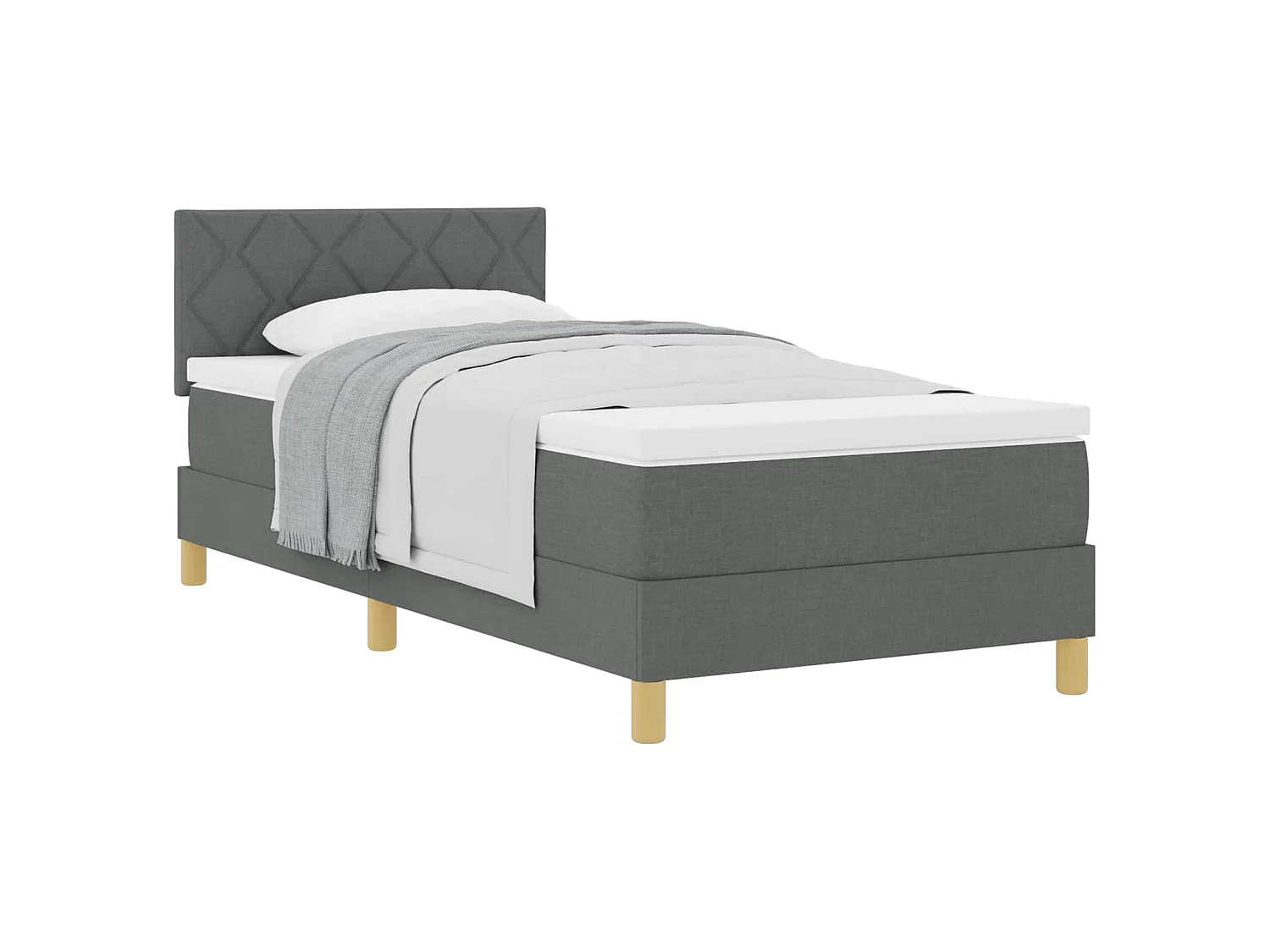 Letto a molle con cuscino Grigio scuro 100 x 200 cm Tessuto