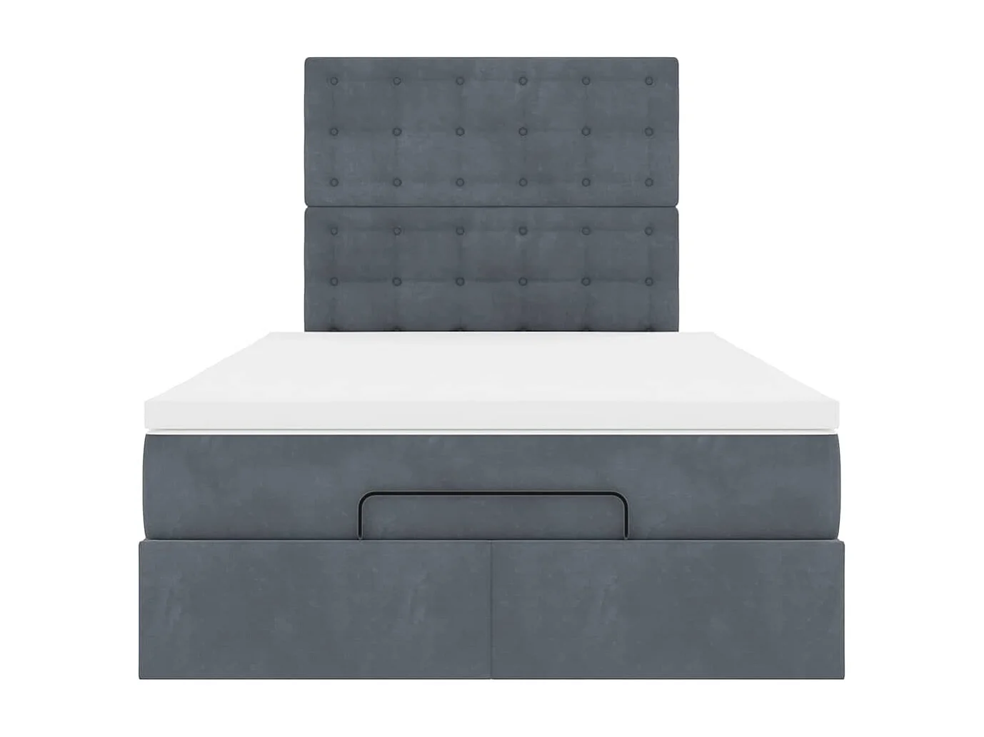 Cadre de lit ottoman et matelas gris foncé 120x200 cm velours